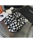Chanel Wool Check Flat Sandals Black/White 2021 02