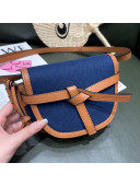 Loewe Mini Gate dual Bag in Soft Calfskin and Canvas Brown/Blue 2022 Top