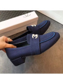 Chanel Quilted Fabric Loafers G34345 Navy Blue 2019