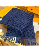 Louis Vuitton Monogram Cashmere Wool Long Scarf 35x200cm Blue 2021