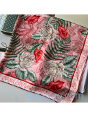 Gucci Hawaiian Flower Print Square Silk Scarf 90x90cm Pink 2020