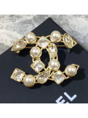 Chanel Small Pearl Crystal Brooch 2019