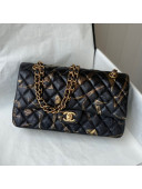 Chanel Print Crumpled Lambskin Classic Medium Flap Bag A01112 Black/Gold 2021