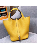 Hermes Picotin Lock 18cm/22cm in Clemence and Swift Leather with Silver Hardware Amber Yellow/Blue (All Handmade)
