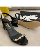 Chanel Goatskin Leaf Charm Sandals G37336 Black 2021
