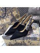 Dior J'Adior Slingback Pump in Micro Mesh with 6.5cm Heel Black 2021