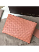 Bottega Veneta Woven Lambskin Medium Pouch Peach Pink 2021