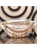 Chanel Quilted Leather Chain Tassel Charm Belt Bag AS0775 White 2019
