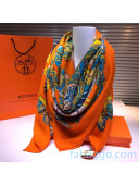 Hermes Silk and Cashmere Square Scarf 140x140cm H2080811 Orange 2020