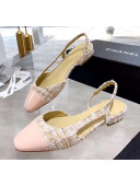 Chanel Patent Leather & Tweed Flat Slingbacks Ballerina G31319 Pink 2020
