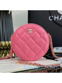 Chanel Quilted Leather Round Clutch with Chain and Pearl CC Charm AP0888 Pink 2020