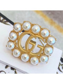Gucci Pearl Double G Hair Slide Gold 2020