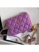 Chanel Quilted Lambskin Waist Bag With Metal Ball AP1465 Purple 2020