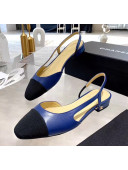 Chanel Lambskin & Grosgrain Flat Slingbacks Ballerina G31319 Blue/Black 2020