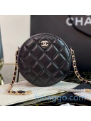 Chanel Quilted Leather Round Clutch with Chain and Pearl CC Charm AP0888 Black 2020