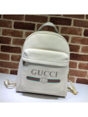 Gucci Logo Print Leather Backpack 547834 White 2019