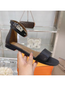 Hermes Bea Nappa Leather Flat Sandals Black 2021 03
