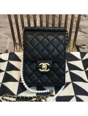 Chanel Lambskin Pearl Flap Clutch with Chain AP0367 Black 2019