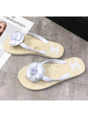 Chanel Rubber Camellia Thong Slides Sandals White 2020