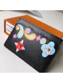 Louis Vuitton Monogram Flower Epi Leather Card Holder M62068 Black 2018