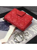 Dior Lady Dior Eden Wallet in "Cannage" Lambskin Red 2018