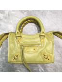 Balenciaga Classic Nano City Bag in Waxed Calfskin and Gold Hardware Yellow