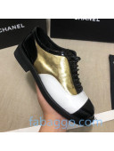 Chanel Calfskin Lace-ups Shoes G36208 Gold/White/Black 04 2020