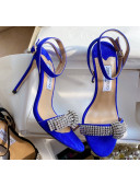 Jimmy Choo THYRA 100 Suede Sandals with Pavé Crystal Cord Blue 2020
