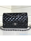 Chanel Large Classic Double Flap Bag In Black Patent Leather 2020