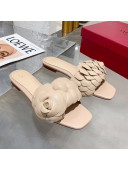 Valentino Atelier Shoe 03 Rose Edition Kidskin Flat Slide Sandal Nude 2020