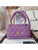 Chanel Quilted Lambskin Small Flap Bag with Twist Top Handle AS2043 Purple 2020