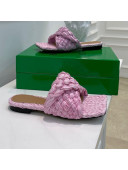 Bottega Veneta Stretch Raffia Flat Slide Sandals Pink 2021