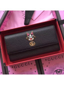 Gucci Leather Continental Wallet with Bosco 499324 Black 2018
