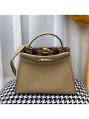 Fendi Peekaboo Iconic Leather Streped Medium Bag Beige 2020