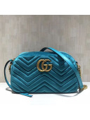 Gucci GG Marmont Velvet Small Camera Shoulder Bag 447632 Blue 2017
