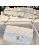 Chanel Romance Quilted Lambskin Small Flap Bag with ruffled Strap AS2204 White 2020