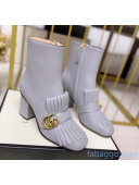 Gucci Leather Ankle Boot With Double G Hardware and Fringe Grey 2020 