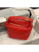 Chanel Quilted Leather Small Hobo Bag With Gold-Tone Metal AS1745 Red 2020