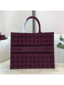 Dior Large Book Tote Bag in Burgundy Cannage Embroidered Velvet 2020