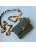 Chanel Grained Calfskin Clutch with Chain AP2335 Green 2021