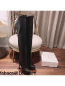 Casadei Leather Over-Knee High Platform Boots Black 2021