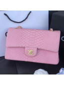 Chanel Python Leather Medium Classic Double Flap Bag Pink
