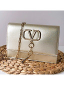 Valentino Small Metallic Calfskin VCASE Chain Shoulder Bag Gold 2019