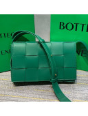 Bottega Veneta Cassette Small Crossbody Messenger Bag in Maxi-Woven Lambskin Green 2021