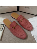 Gucci Stone Embossed Leather Slipper Pink 2021