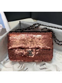 Chanel Sequins & Lambskin Flap Bag AS1448 Rust  Red 2020