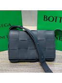 Bottega Veneta Cassette Small Crossbody Messenger Bag in Maxi-Woven Lambskin Dark Blue 2021