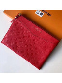 Louis Vuitton Monogram Empreinte Daily Pouch Clutch Bag Red 2018