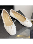 Chanel Quilted Leather Bow CC Loafers White 2021