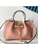 Valentino Small VCASE Grainy Calfskin Shopping Tote Bag Light Pink 2019